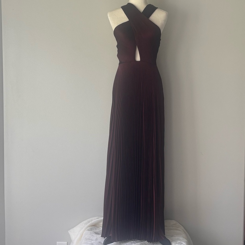 NWOT A. L. C. Pleated Halter A-Line Maxi Dress - Picture 6 of 10